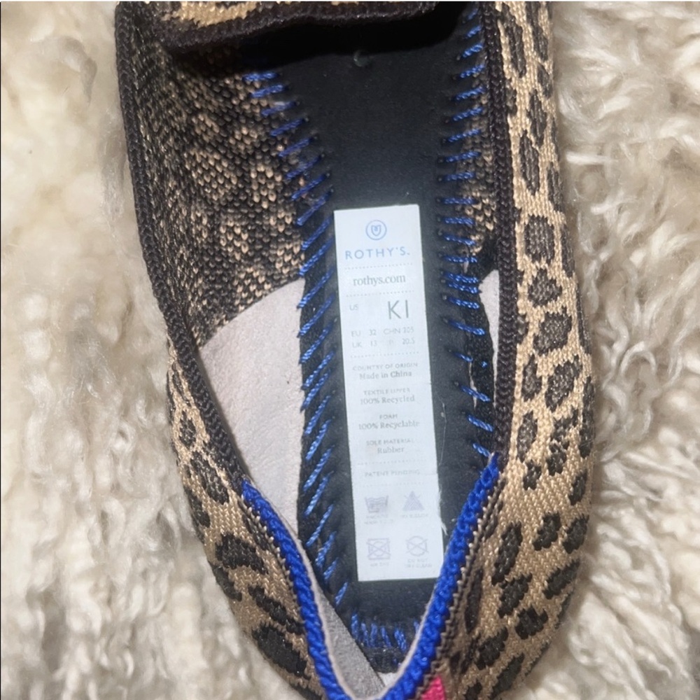 Rothy's Leopard Patterned Slip-Ons with Blue and Pink Accents - Picture 7 of 13